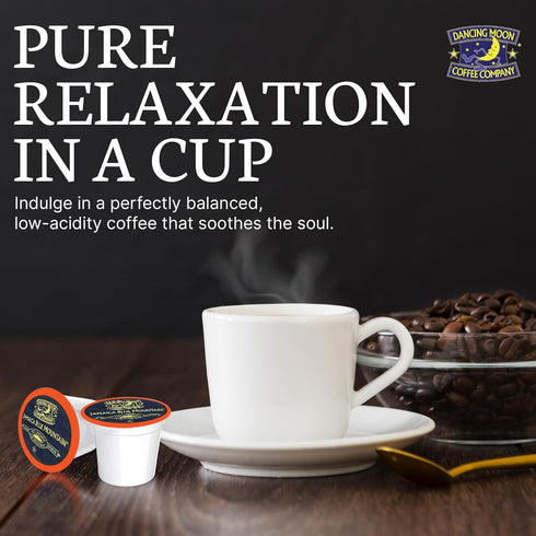 100% 12 Dancing Moon Coffee Pods - Jamaica Blue Mountain Medium Roast - K-Cup Compatible Keurig Coffee Pods