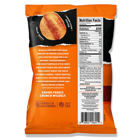 WILDE Buffalo Protein Chips, Thin and Crispy, High Protein, Keto Friendly, 1.34oz Bags (Pack of 8)