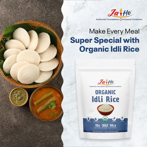 10 LB Jai Ho Certified USDA Organic Idli Rice | Premium Quality | Gluten-Free, Vegan, Non-GMO | Soft & Fluffy Texture |