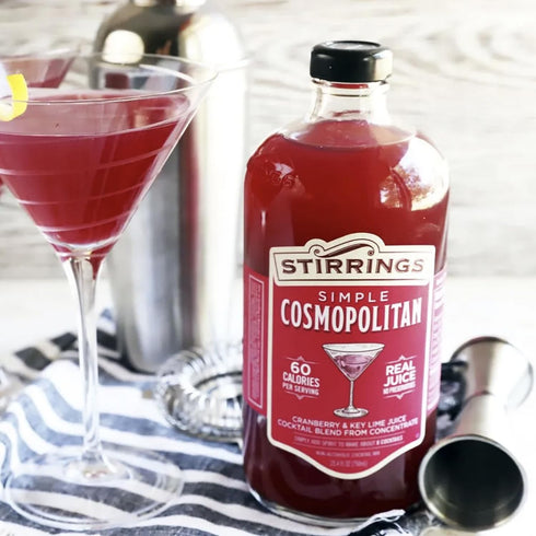 Pack 750ml 90 Stirrings Cosmopolitan Cocktail Mix Bottle - Real Juice No Preservatives - Calories - Drink Mixer