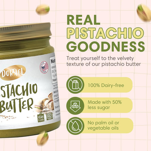 60% (450g) DORREL - Pistachio Butter, Dairy-Free Spreadable Butter Made from California-Grown Pistachios, No Palm Oil