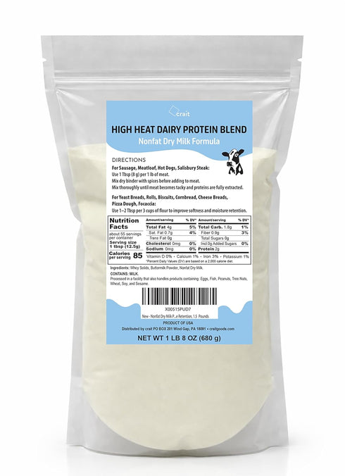 Nonfat Dry Milk Powder, High Heat Dairy Blend, Sausage Making Supplies-Improves Texture