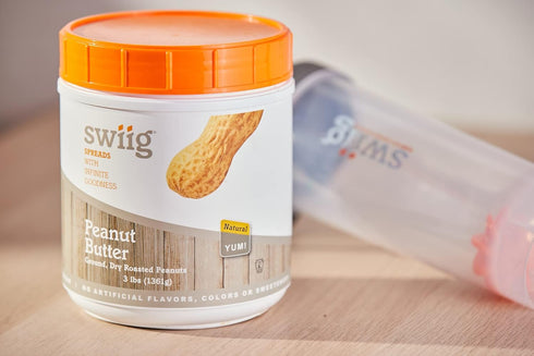 100% 3 lb swiig Natural Creamy Peanut Butter, Dry Roasted Peanuts, No Added Sugar or Salt, Non-GMO, Gluten-Free, No