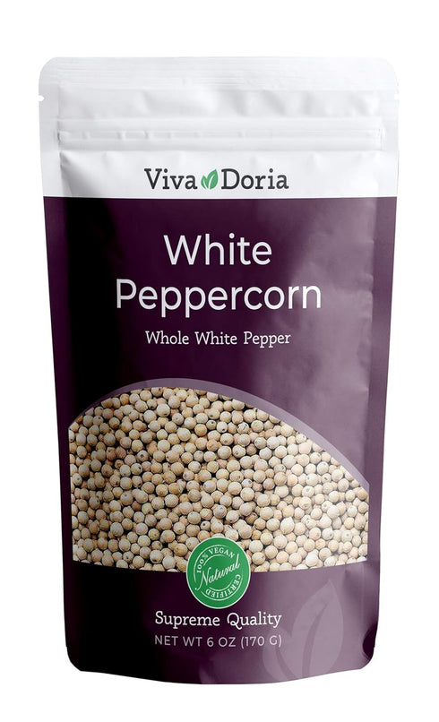 Viva Doria Whole White Peppercorn - 6 Oz for Grinder Refill