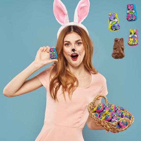 (1 Easter Bunnies, Smooth & Creamy Party Bag Fillers, Individually Wrapped Multicolor Foils Pound)