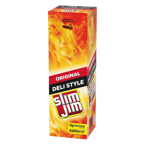 1.8 oz. (18 Count) Slim Jim Smoked Meat Sticks, Deli Style Original Flavor, High Protein