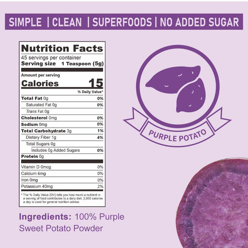 8 Oz, 227g Grelim Premium Purple Sweet Potato Powder Pure Natural Ube (Purple Yam) Powder Gluten Free Vegan Non-GMO