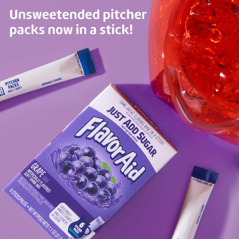 Packets, 2 (6 72 Count Flavor Aid Grape Unsweetened Drink Mix Pitcher Quart Sticks)