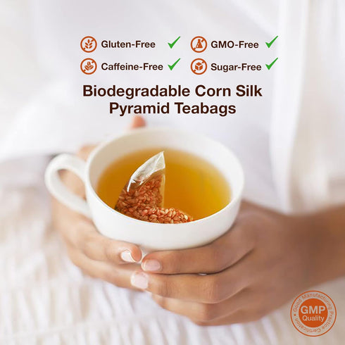 Himalayan Buckwheat Tea - 30 Corn Silk Pyramid Teabags, Roasted Tartary Soba Caffeine Free Premium Grade Tea