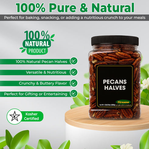 Roasted Pecan Halves - Ready-to-Eat Snack and Pantry Essential