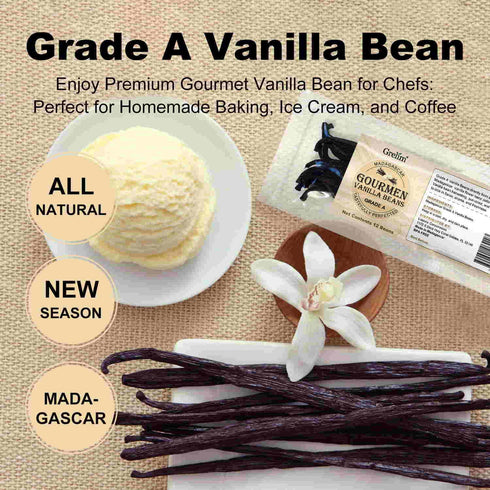 12 GRELIM Madagascar Vanilla Beans New Season Grade A Whole Vanilla Pods Great for Vanilla Extract and Baking