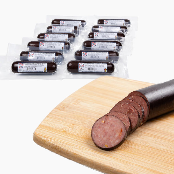 Little Joeys Red Pepper Summer Sausage 3 lb, Smoked Beef Sausage Snack,