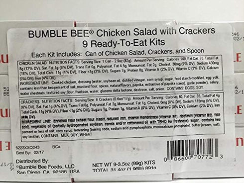 Bumble Bee (9 3.5 oz) Chicken Salad with Crackers of the