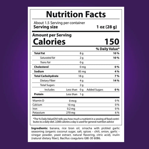 100% 6 Packs Banana Chips - Dried Bananas Gluten Free Chips (Siracha flavor) Dehydrated Fruits Healthy Chip Snacks
