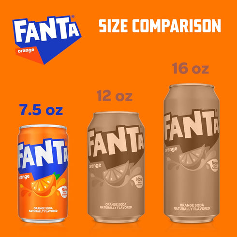 7.5 oz, 20 Pack Fanta Orange Soda Fruit Flavored Soft Drink, fl