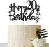 Black Glitter Happy 20th Birthday Cake Topper, Cheers to 20 Years Party Decorations
