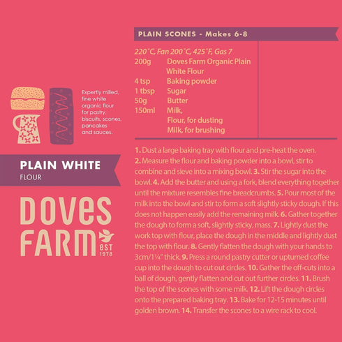 1Kg Doves Farm Organic Plain White Flour | | Premium Quality for Tasty Bakes | Certified Organic | Unbleached