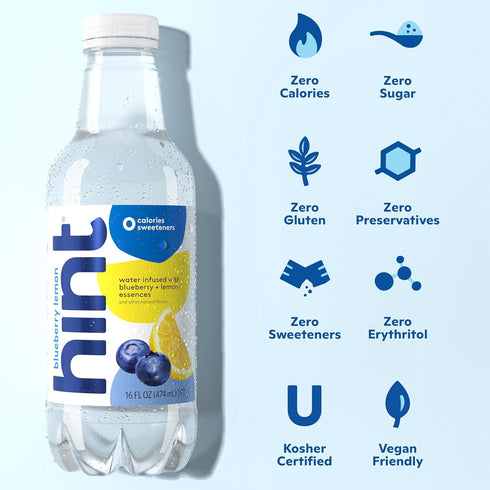 4-Flavor Pack 16 Oz (Pack 12) Hint Fruit-Infused Bottled Water, White Variety - Sugar Free Flavored Water with Zero
