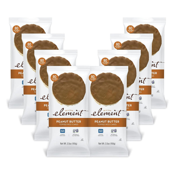 Element Snacks - Peanut Butter Rice Cakes (Pack of 8), All-Natural Rice,