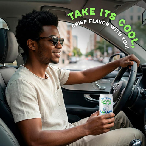 12 pack (8.45 oz Yoopy Sparkling Coconut Water Lightly Carbonated Tropical Drink, No Sugar Added Healthy Soda