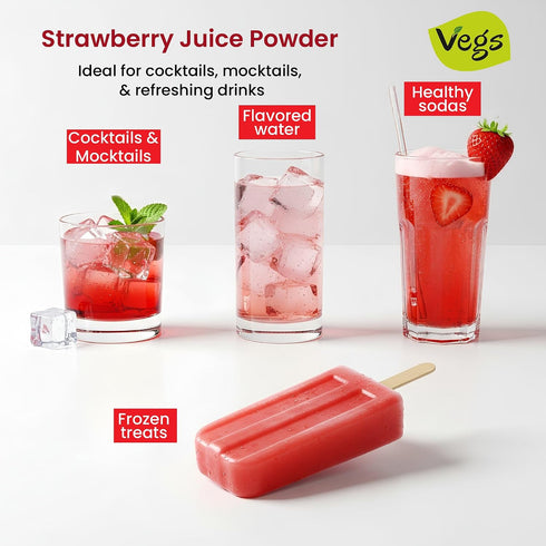 11 oz Vegs Strawberry Juice Powder - Freeze Dried Organic Strawberry Juice Instant Drink Mix Powder, Baking, Dessert
