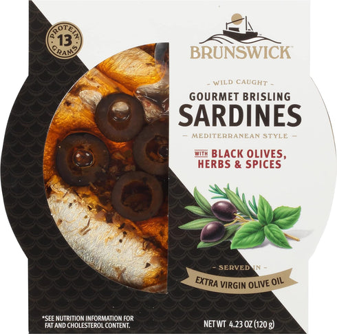 Brunswick Wild Caught Gourmet Brisling Sardines in Extra Virgin Olive Oil, Mediterranean