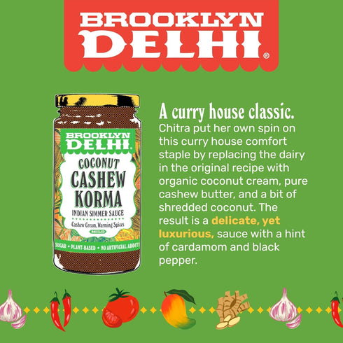 Simmer (Pack 1) Brooklyn Delhi Coconut Cashew Korma | Indian Sauce with Cashew Cream and Warming Spices | Mild Enough