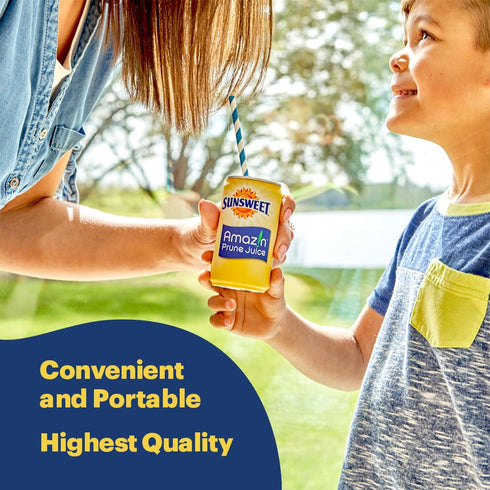 100% 6 4 Pack 7.5 Sunsweet Amazin Prune Juice Small Cans - Water Extract of Dried Prunes Pitted Unsweetened - Low Fat