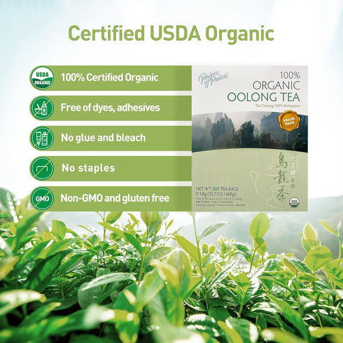 100% 200 Prince of Peace Organic Oolong Tea, BEST VALUE Family Size, Tea Bags