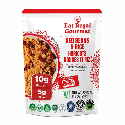 Eat Regal Gourmet Red Beans and Rice, Non-GMO, BPA-Free, 8.8 oz Pouches,