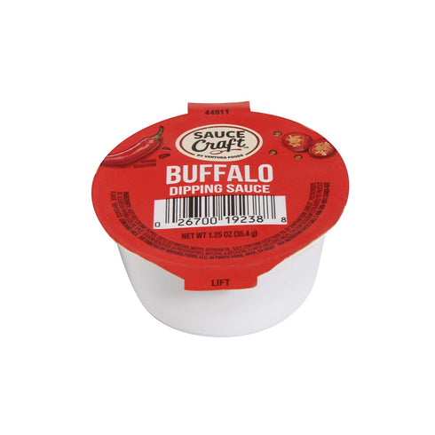 1.25 oz, Pack 96 Ventura Foods Sauce Craft Buffalo Sauce Dip Cups, Aged Cayenne & Garlic, Savory Heat Wing Condiment