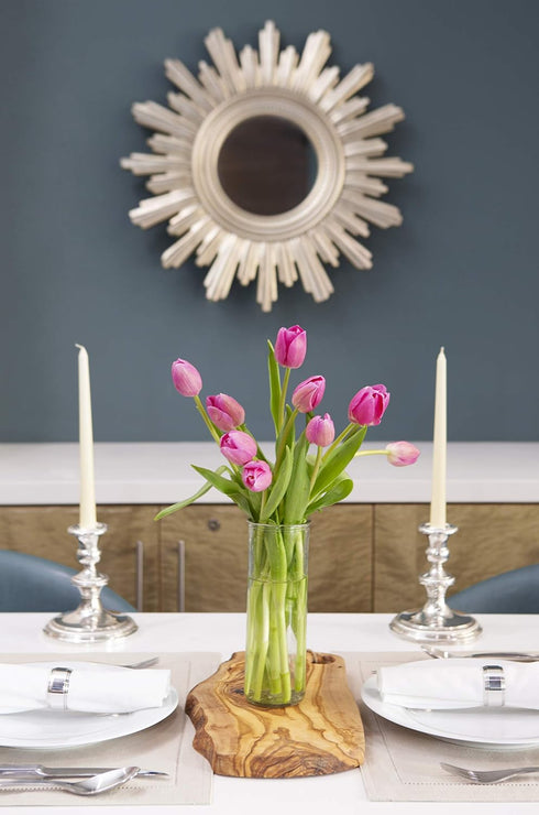 KaBloom Flowers - Valentine Collection - Bouquet of Fresh Pink Tulips with Vase (Farm-Fresh, Cut-to-Order and Homegrown