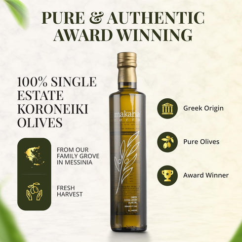 Makaria Terra 2025 2024/25 (500ml) , Greek Extra Virgin Olive Oil, NY International Olive Oil competition Gold Award!