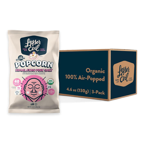 LesserEvil Himalayan Pink Salt Organic Popcorn, Premium Quality, Minimally Processed, No Vegetable