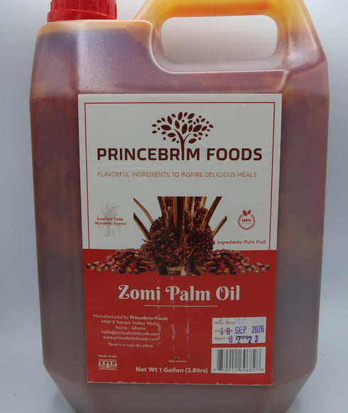 Generic Princebrim foods 100% natural Zomi Palm Oil Net Wt 1 gallon (3.8)
