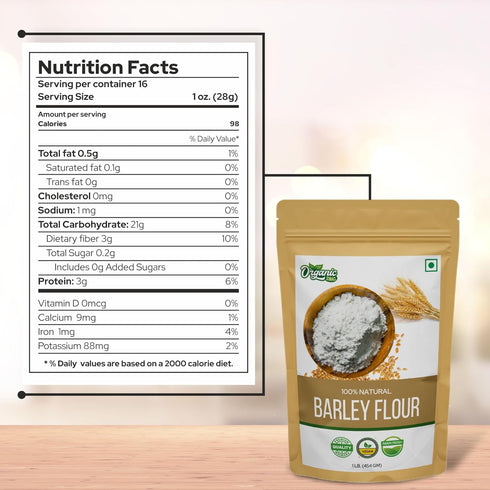 454 Organic Zing Organic Barley Flour | Organic Hulled Barley ground into Flour | High in Fiber - Gram