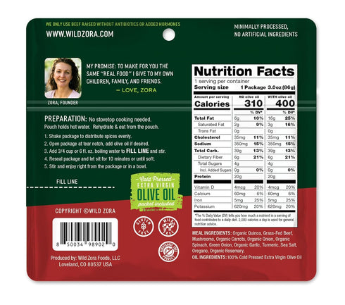 10g Packet (5-Pack) Wild Zora Organic Quinoa Bowls - Quick Prepared Meals, Instant Tasty Bowls, Pantry Staples