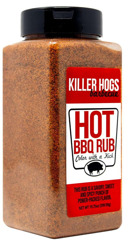 19.8 oz Killer Hogs HOT BBQ Rub | Championship Grill Seasoning for Beef, Steak, Burgers, Pork, and Chicken |