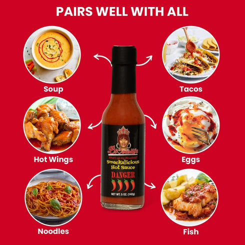 Blove's Smackalicious Hot Sauce - Ghost Pepper Vinegar Sauce, Vegan, 5 oz Danger Bottle