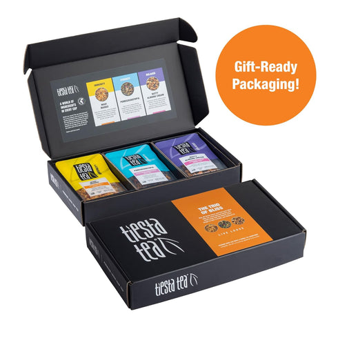 Tiesta Tea Herbal Tea Gift Box - Loose Leaf Medium to Non-Caffeinated Variety Pack, 3 Pouches