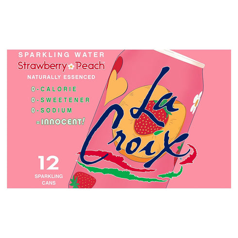 12 Oz (pack 12) La Croix Sparkling Water, Strawberry Peach, Fl