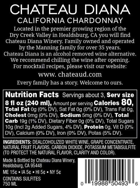 Chateau Diana Non-Alcoholic California Chardonnay - Enjoy the Flavor Without the Buzz