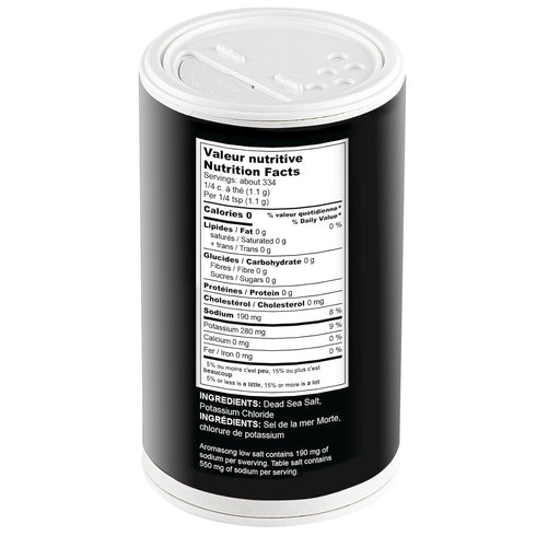 13 OZ. 100% Aromasong Low Sodium Sea Salt Salt Shaker Natural Fine Grain Dead Sea Potassium Chloride with Dead Sea