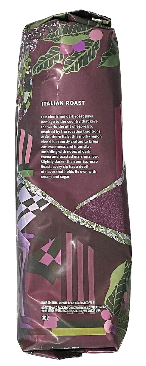 16 Starbucks Italian Roast Coffee Whole Bean Ounce
