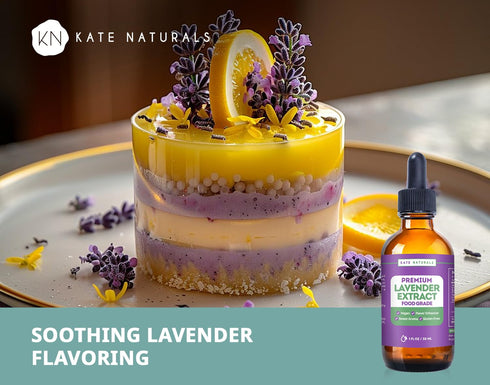 Kate Naturals Premium Lavender Extract - 1oz Food Grade Lavender Oil for Baking, Drinks & Coffee, Sugar Free