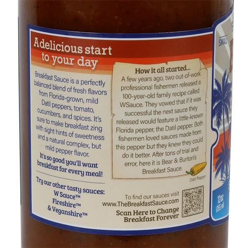 Old Florida Sauce Bear & Burton's Breakfast Sauce 12oz Blend - Traditional Soy, Citrusy Pineapple, Savory Onion & Bell Peppers - Perfect for Dipping Eggs, Bacon, Biscuits & Chicken Wings