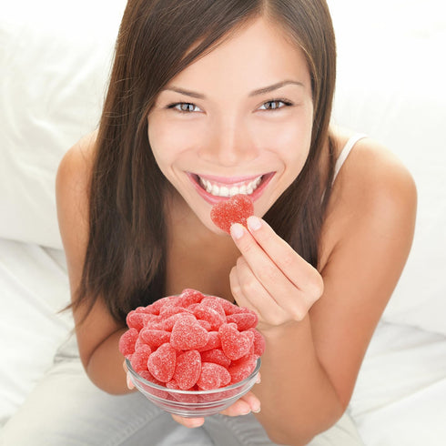 Gummi Gummy 5 (2.2 Fruidles Cherry Hearts Sanded Jelly, Delicious Candy, Fun and Festive Holiday Snacking, Party Favor