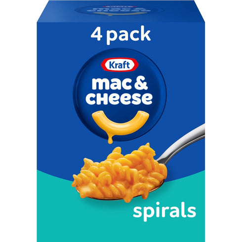 Kraft Spirals Mac and Cheese, 4 Boxes, for Easy Dinner or Dinner