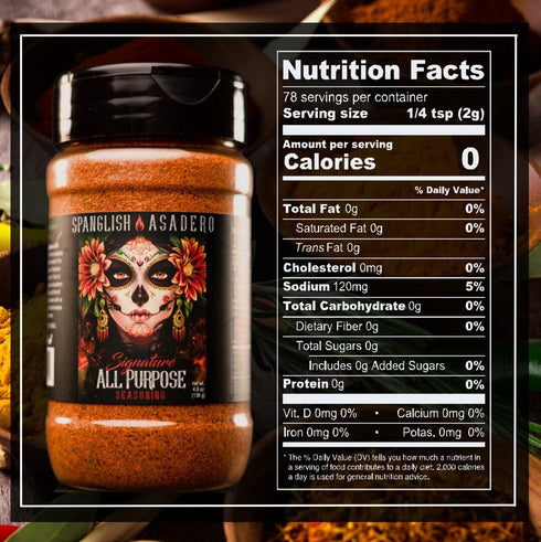 5oz Spanglish Asadero Signature All Purpose Spice | Mexican Seasoning for Steak, Chicken, Pork, Lamb, and Elote | Low