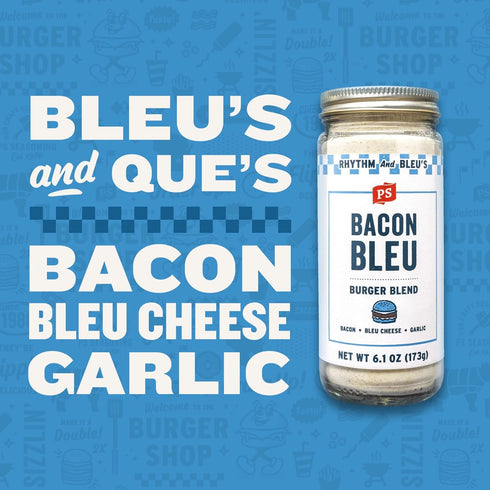 PS Seasoning Bacon Bleu Burger Seasoning, Hamburger Seasoning for Grilling, Meat Blend with Bacon, Blue Cheese